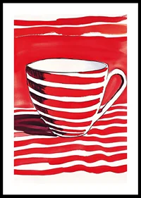 Red stripes create a vibrant contrast in this captivating motif of a cup-0