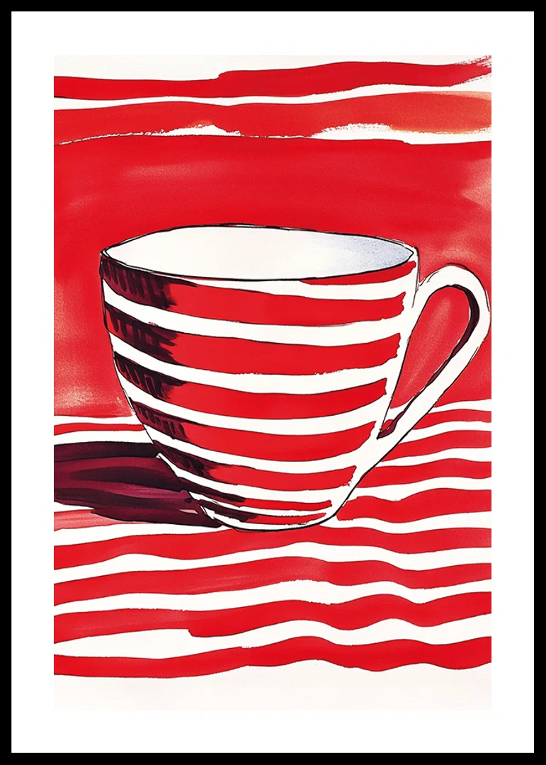 Red stripes create a vibrant contrast in this captivating motif of a cup-12