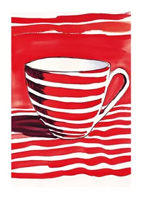 Red stripes create a vibrant contrast in this captivating motif of a cup-1