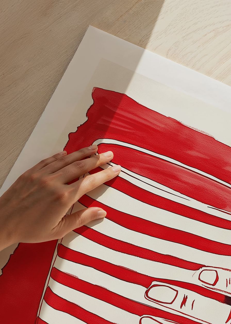 Striped cup in red and white, a simple and vibrant art poster-12