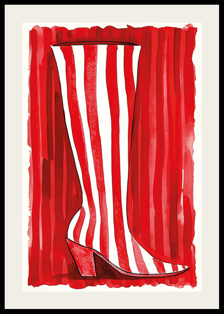 Motif de botte stylisé rouge et blanc dans un esprit artistique audacieux-12