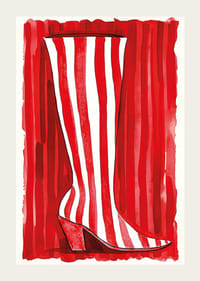 Motif de botte stylisé rouge et blanc dans un esprit artistique audacieux-3