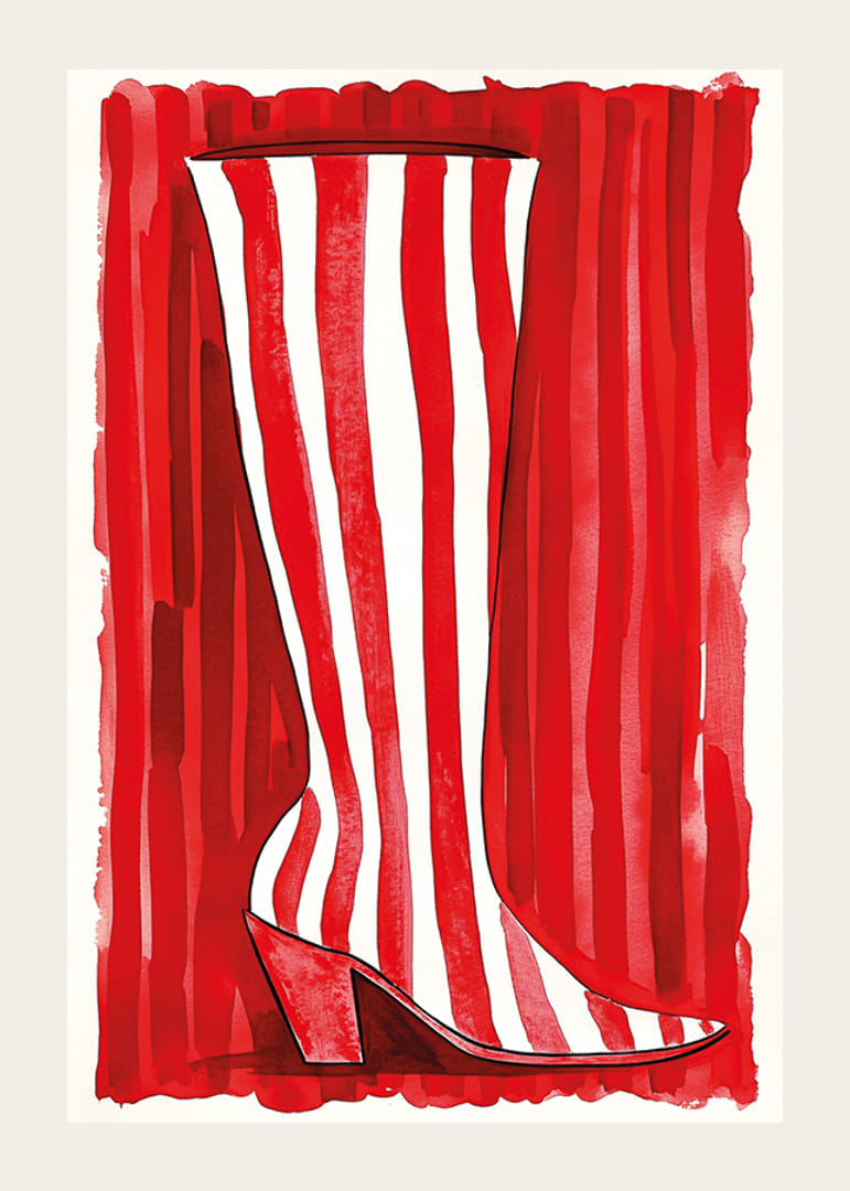 Motif de botte stylisé rouge et blanc dans un esprit artistique audacieux-12