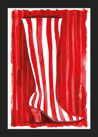 Motif de botte stylisé rouge et blanc dans un esprit artistique audacieux-5