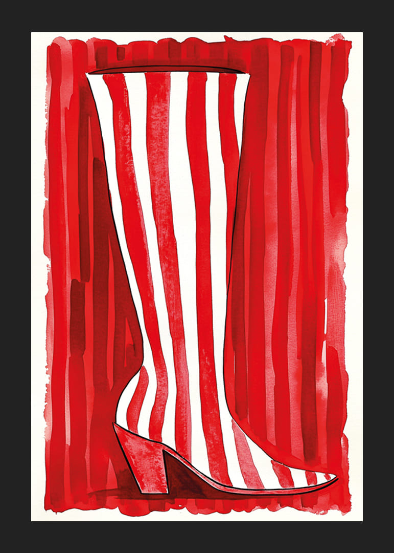 Motif de botte stylisé rouge et blanc dans un esprit artistique audacieux-12
