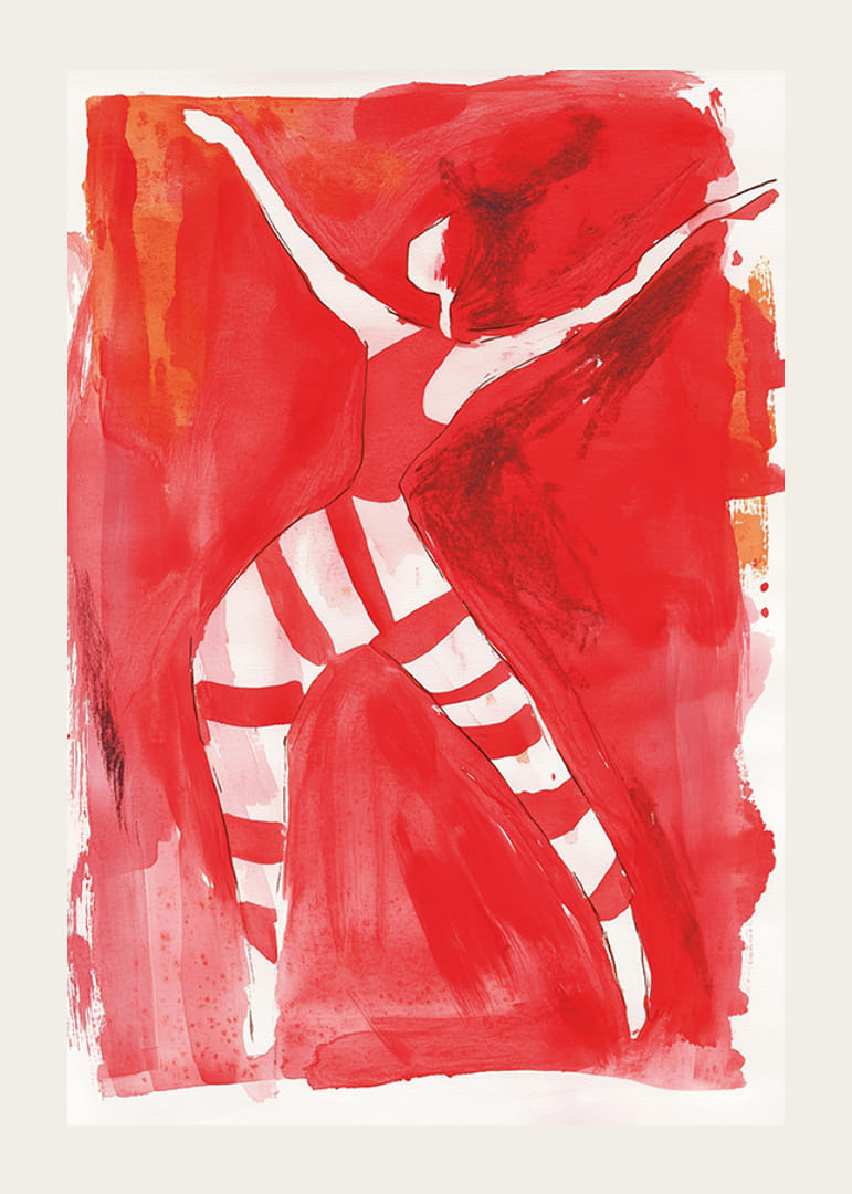 En dynamisk danser i rødt fanger lidenskapens bevegelse-12