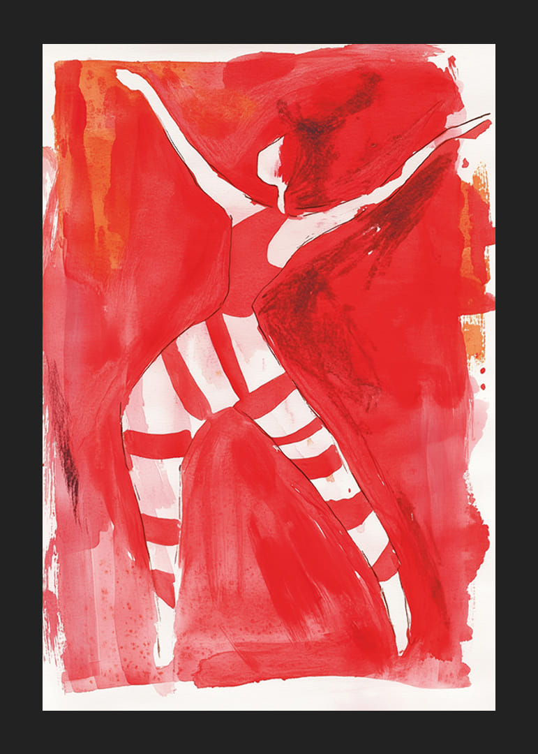 En dynamisk danser i rødt fanger lidenskapens bevegelse-12