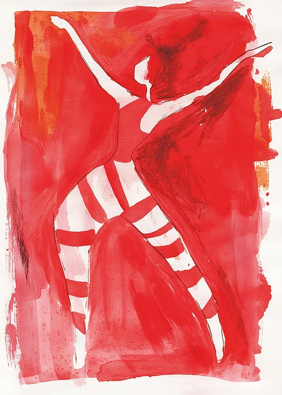 A dynamic dancer in red captures the movement of passion-12