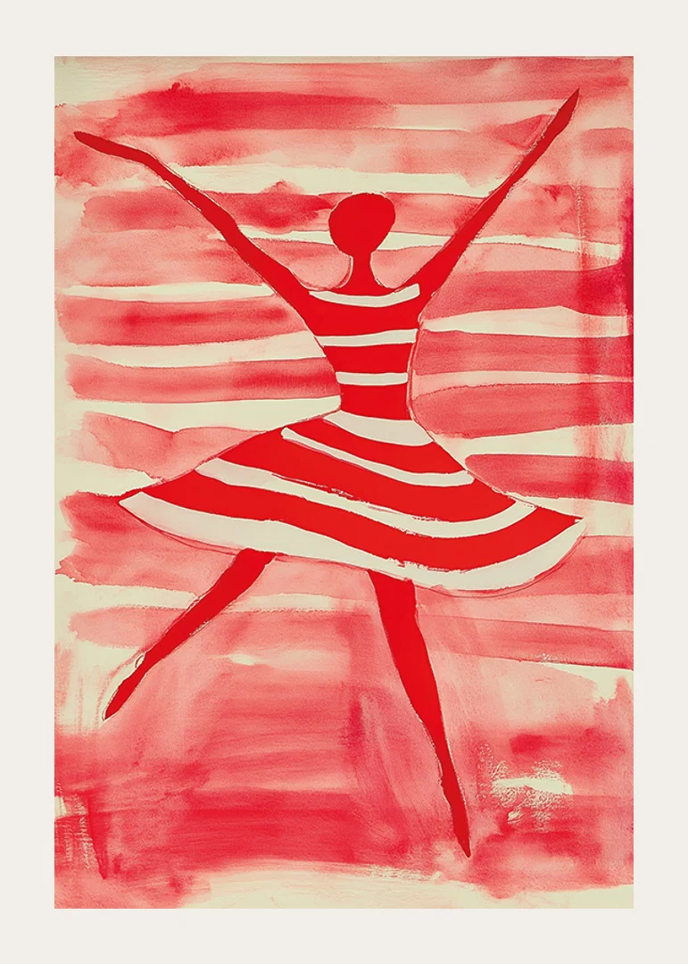 Vibrant energy of a dancer in dynamic red and white hues-12