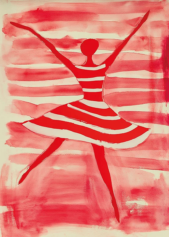 Vibrant energy of a dancer in dynamic red and white hues-12