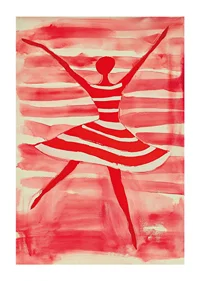 Vibrant energy of a dancer in dynamic red and white hues-1