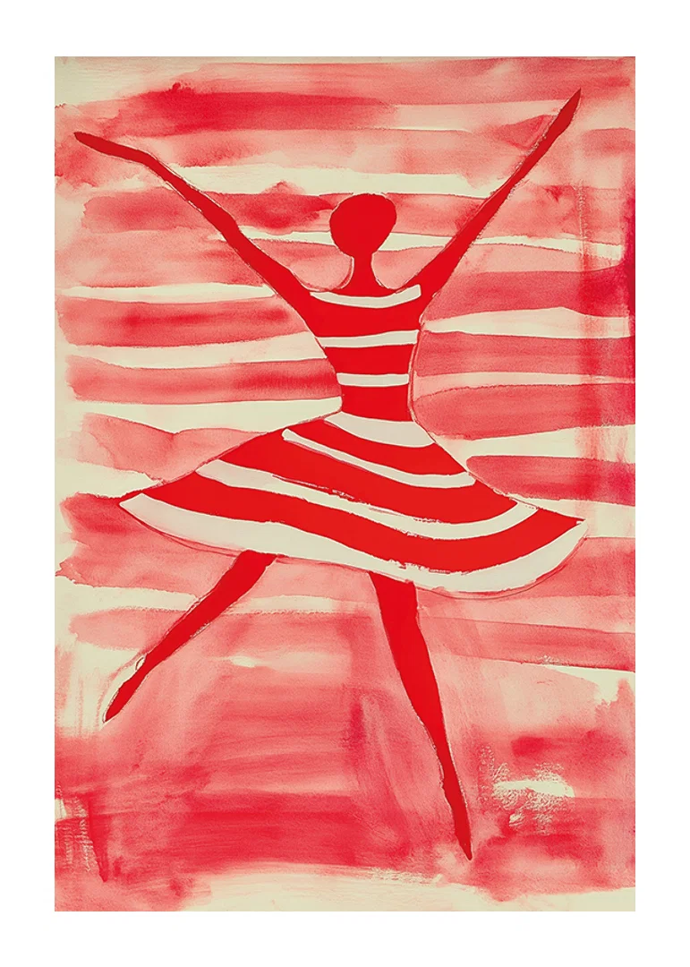 Vibrant energy of a dancer in dynamic red and white hues-12