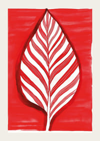 Un motivo a foglia audace in contrasto rosso crea energia vibrante-3