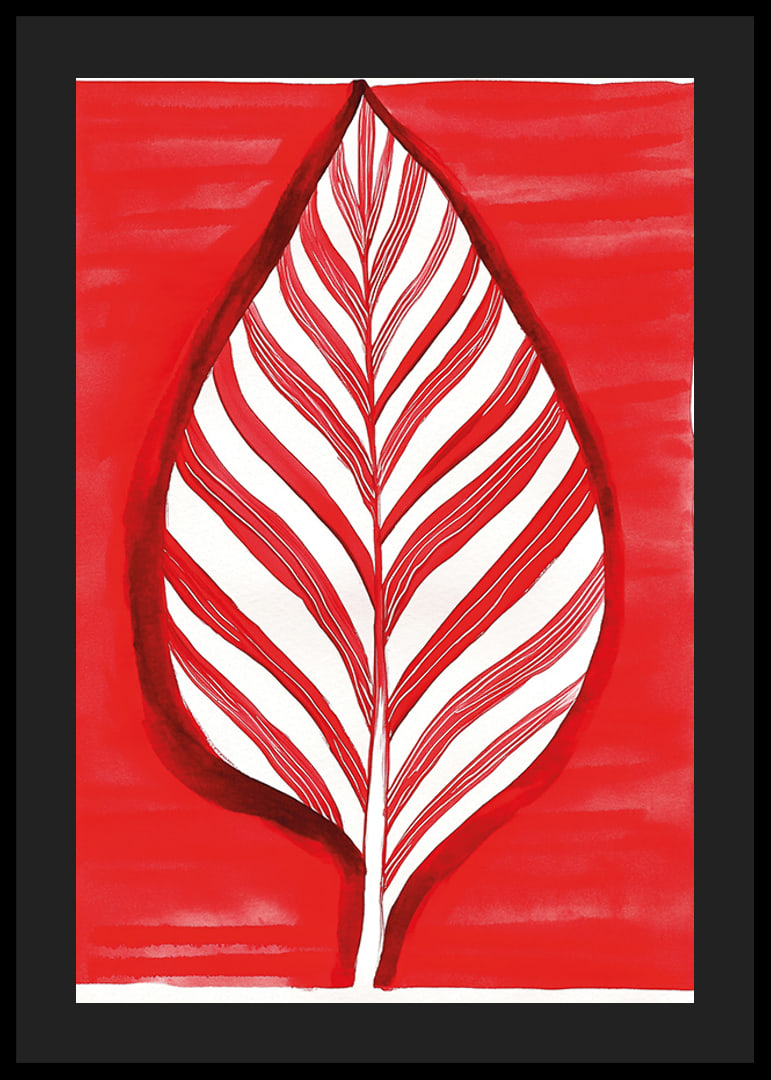 A bold leaf motif in red contrast creates vibrant energy-12