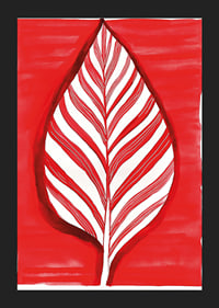 A bold leaf motif in red contrast creates vibrant energy-5