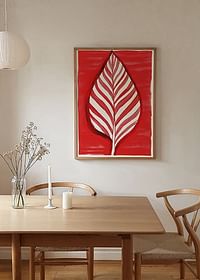 Un motif de feuille audacieux en contraste rouge crée une énergie vibrante-4