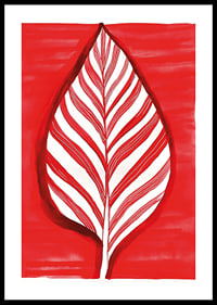 A bold leaf motif in red contrast creates vibrant energy-0