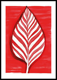 Un motif de feuille audacieux en contraste rouge crée une énergie vibrante-0