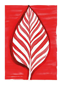Un motif de feuille audacieux en contraste rouge crée une énergie vibrante-1