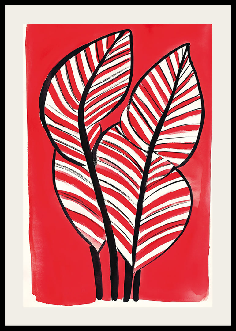 Zebra leaf design against a bold red background adds energy and contrast-12