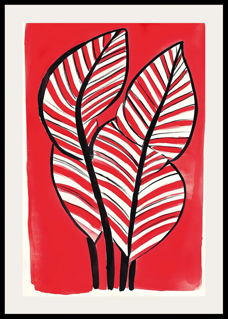 Zebra leaf design against a bold red background adds energy and contrast-12