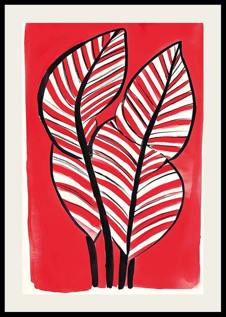 Designul cu frunze de zebră pe un fundal roșu îndrăzneț adaugă energie și contrast-12