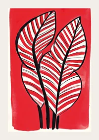 Zebra leaf design against a bold red background adds energy and contrast-3