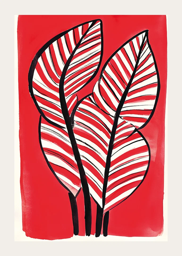 Zebra leaf design against a bold red background adds energy and contrast-12