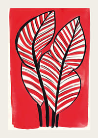 Designul cu frunze de zebră pe un fundal roșu îndrăzneț adaugă energie și contrast-3