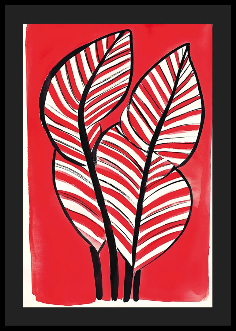 Zebra leaf design against a bold red background adds energy and contrast-12