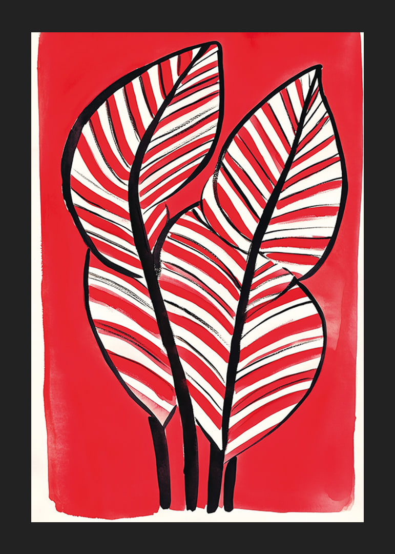 Zebra leaf design against a bold red background adds energy and contrast-12