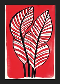 Zebra leaf design against a bold red background adds energy and contrast-5