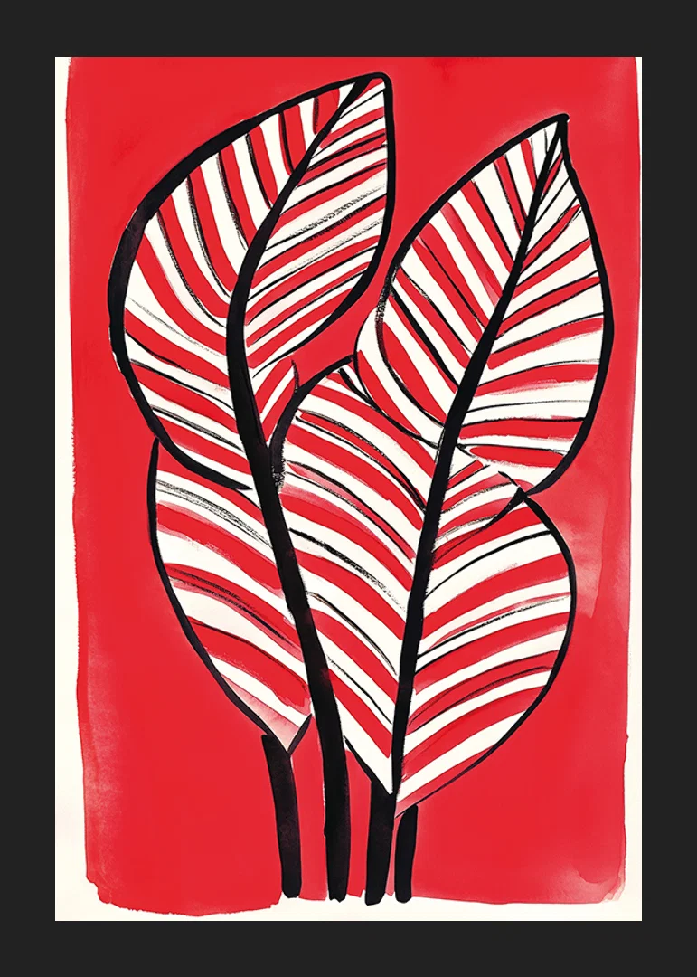 Zebra leaf design against a bold red background adds energy and contrast-12