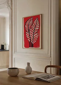 Zebra leaf design against a bold red background adds energy and contrast-8