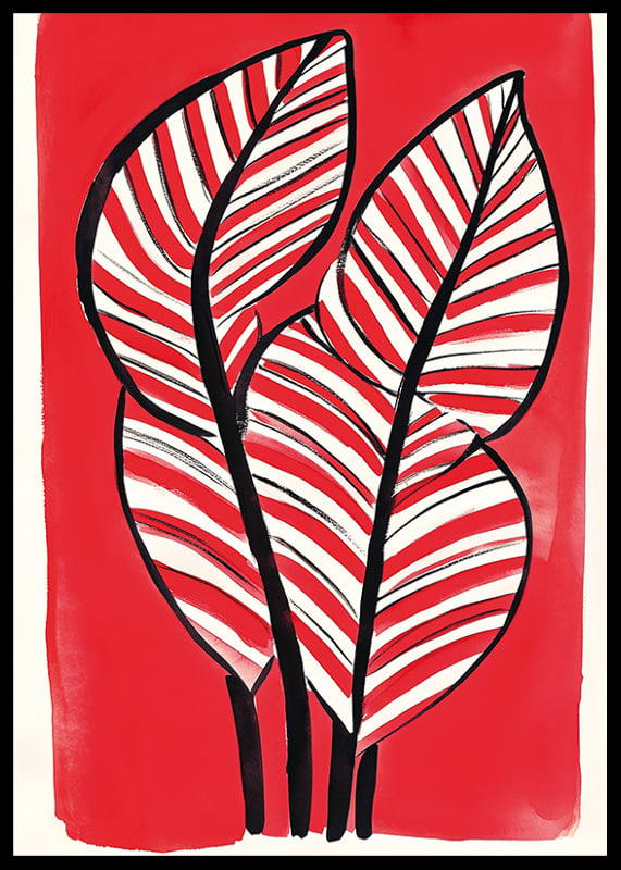 Zebra leaf design against a bold red background adds energy and contrast-12