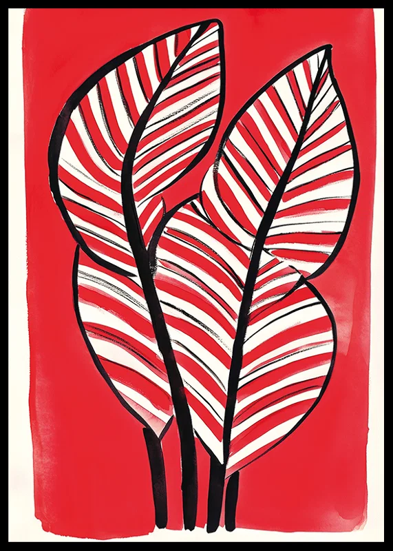 Zebra leaf design against a bold red background adds energy and contrast-12