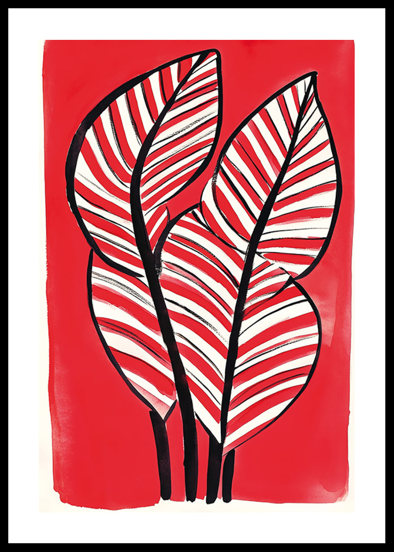 Zebra leaf design against a bold red background adds energy and contrast-12