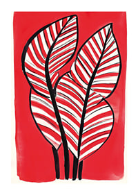 Zebra leaf design against a bold red background adds energy and contrast-1