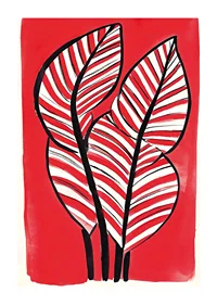 Zebra leaf design against a bold red background adds energy and contrast-1
