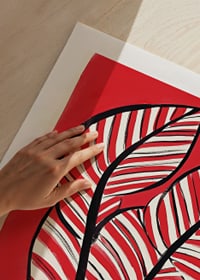 Zebra leaf design against a bold red background adds energy and contrast-9