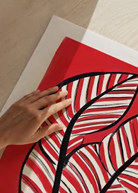 Zebra leaf design against a bold red background adds energy and contrast-9