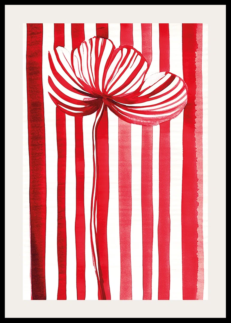 A vibrant flower in red and white spreads joy with its graphic expression-12
