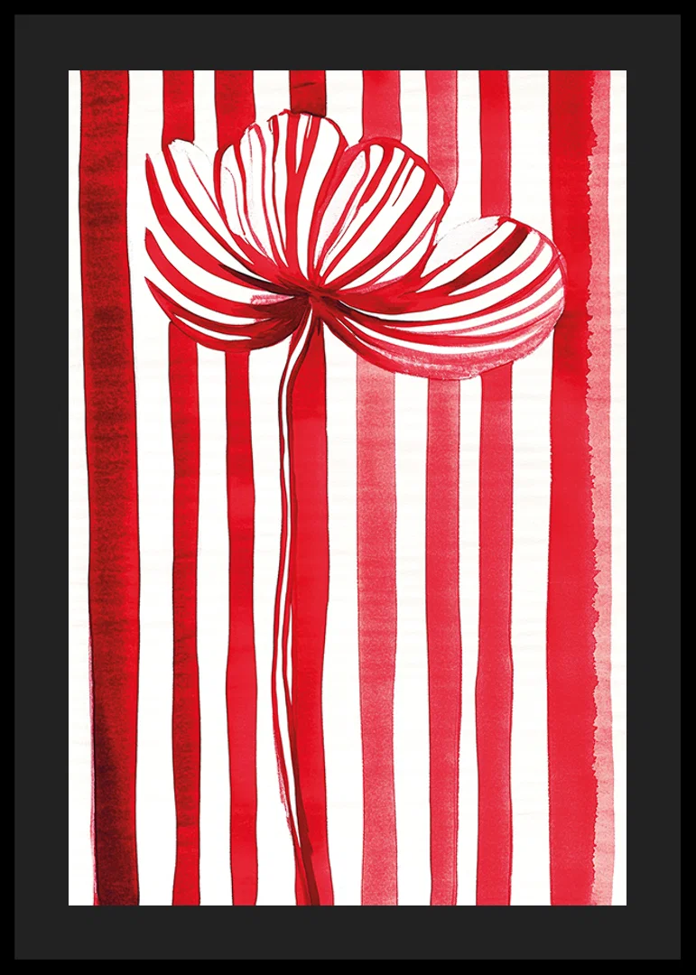 A vibrant flower in red and white spreads joy with its graphic expression-12