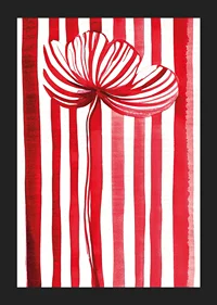 A vibrant flower in red and white spreads joy with its graphic expression-5