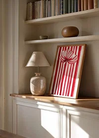 A vibrant flower in red and white spreads joy with its graphic expression-8