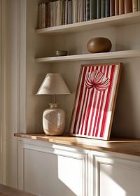 A vibrant flower in red and white spreads joy with its graphic expression-4
