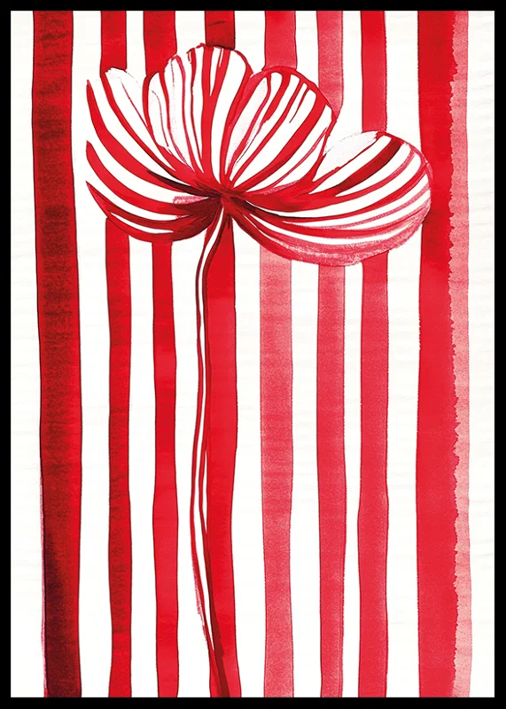 A vibrant flower in red and white spreads joy with its graphic expression-12