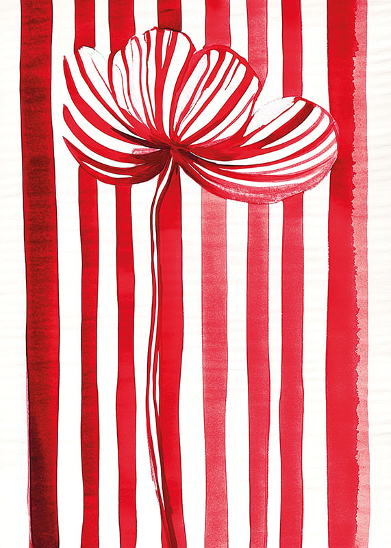 A vibrant flower in red and white spreads joy with its graphic expression-12