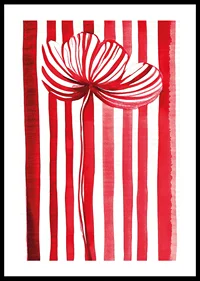 A vibrant flower in red and white spreads joy with its graphic expression-0