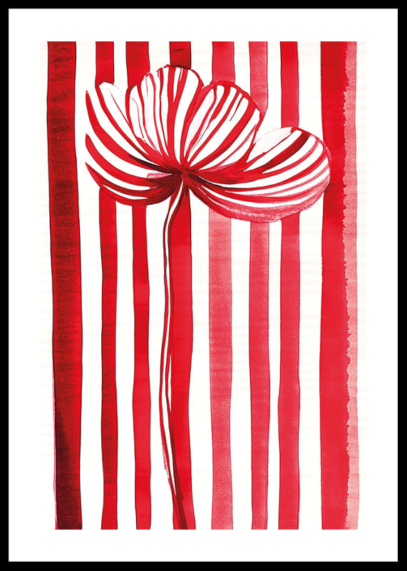 A vibrant flower in red and white spreads joy with its graphic expression-12